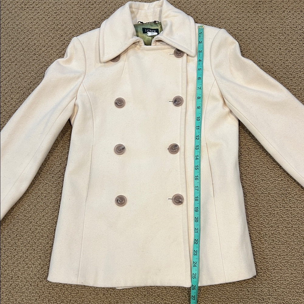 Vintage J. Crew Pea Coat size Small Cream Wool Blend Preppy Classic - Picture 15 of 17